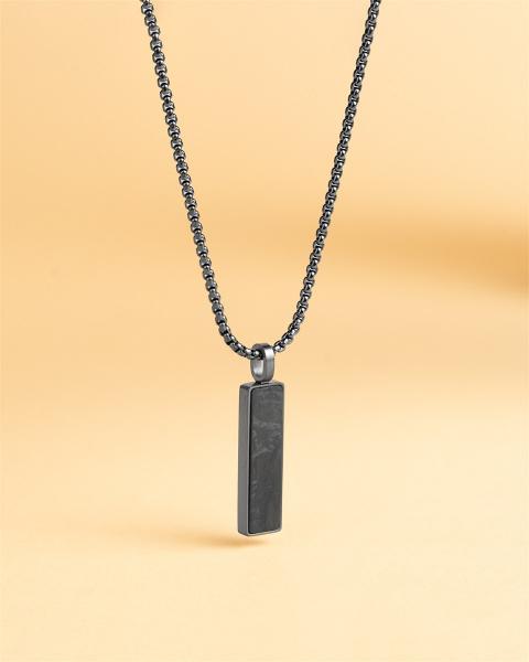 Schwarze Halskette aus Edelstahl mit geschmiedetem Karbon-Finish - Galli Black